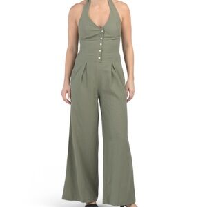 L SPACE Linen Blend Swim Cover-up Jumpsuit
